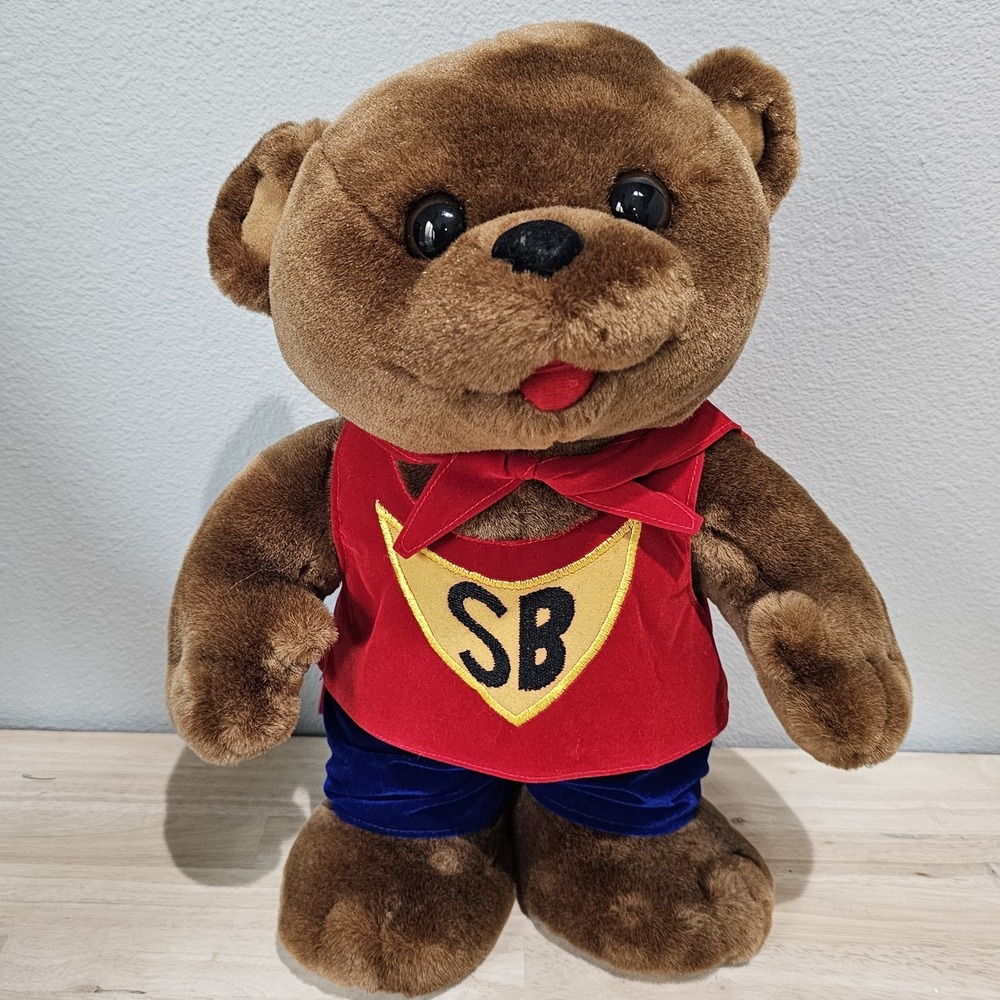 Rare Vintage Super Teddy Bear Soft Stuffed Plush Toy Brown 15" MJM Marketing